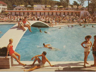 Outdoor pool at The Pines in So. Fallsburg, NY, 1979.
