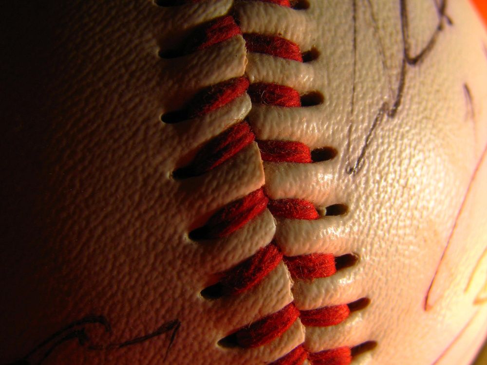a close up detail of a baseball