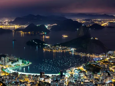 Guanabara Bay at night, Rio de Janeiro.