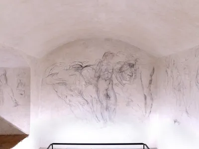 The charcoal drawings in a secret room under the Medici Chapels Museum in Florence