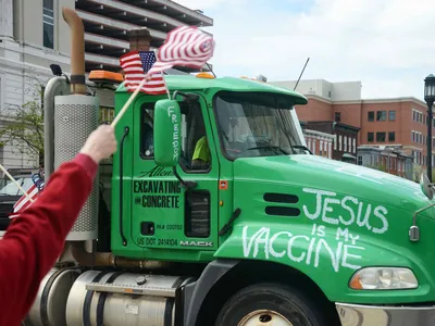 For many behind the so-called anti-vax movement, faith is the ultimate protection. At an anti-shutdown rally in Harrisburg, Pennsylvania, a protester painted the hood of his truck with the motto &ldquo;Jesus is my vaccine.&rdquo;