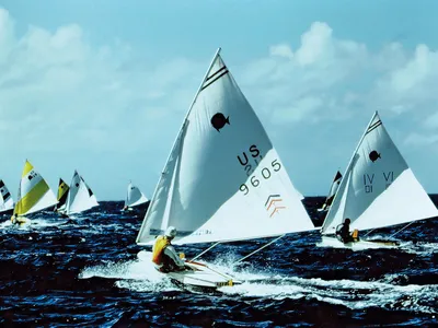 Robert W. Bowles of Long Island competes at the first Sunfish World Championship in the U.S. Virgin Islands, in 1970. Bowles placed ninth that year.&nbsp;